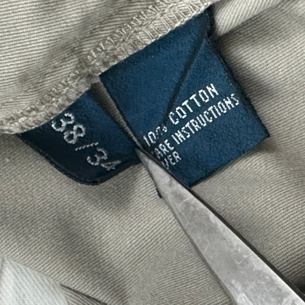 VTG Polo Ralph Lauren Relaxed Pleated Chino Pants Mens 37x32 Cuffed Khaki Beige - Picture 6 of 8